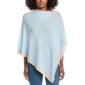 Forte Cashmere Contrast Trim Cashmere Poncho